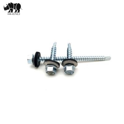 #1 Tail Galvanized Hex Washer Drilling Screw Taiwan Quality Metal Screw with EPDM Washer