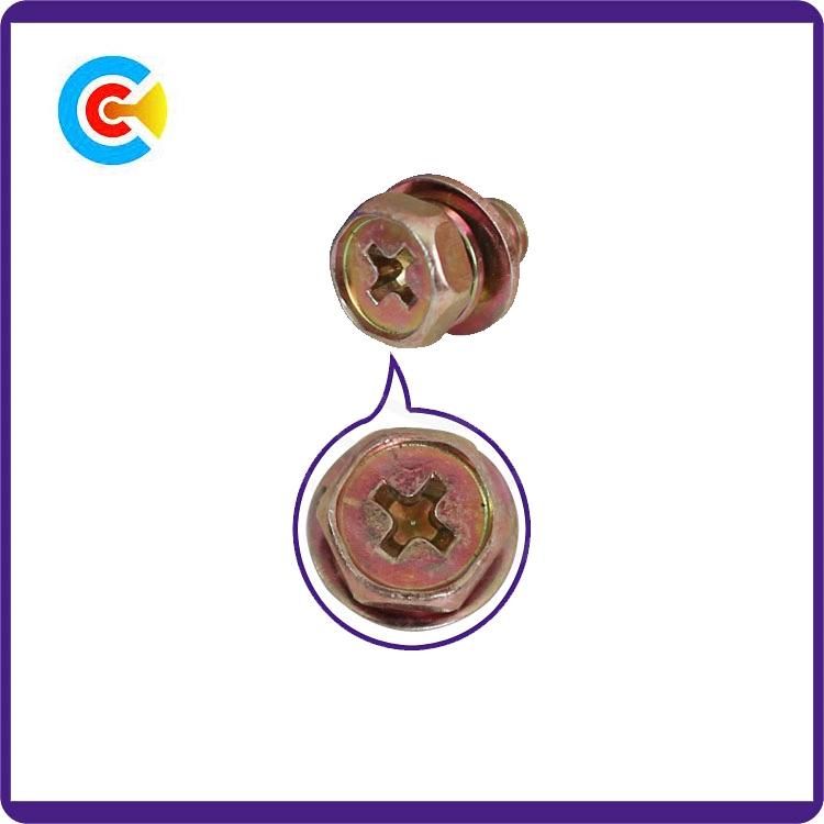 DIN/ANSI/BS/JIS Carbon-Steel/Stainless-Steel 4.8/8.8/10.9 Galvanized Cross Angle Flange Screws for Building