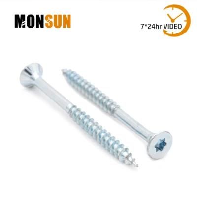 High Quality Blue Zinc Plated Tx-Star 6-Lobes Drive Csk Head Sharp Point/Type 17 C1022 Wood Screws/Outdoor Screw/Tornillos