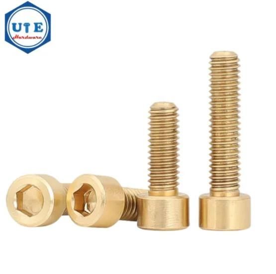 Brass Material Top Quality Hex Socket Head Cylinder Screw with Knurled, Brass H62 Hex Socket Allen Head Bolt DIN912