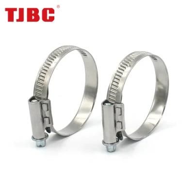 OEM&ODM 12mm German Type 304ss Stainless Steel Worm Drive Pipe Tube Clip, Adjustable Non-Perforated Hose Clamp for Automotive, 80-100mm