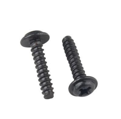 Black Cross Round Head Thread Forming Self Tapping Screw for Plastic, Wafer Head Self-Tapping Screw with Flat Point