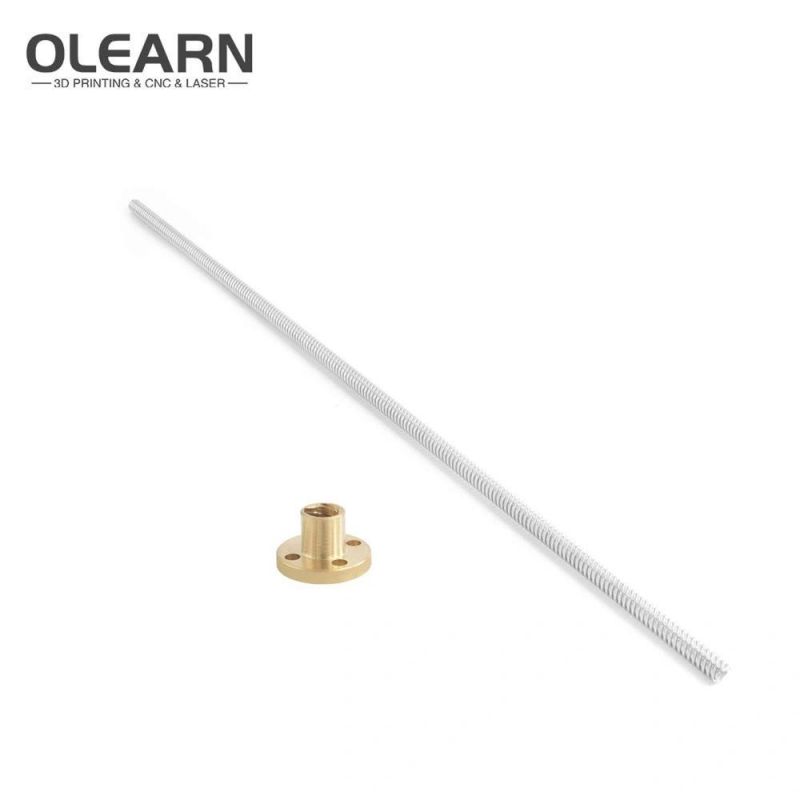 Olearn T8 Od 8mm Pitch 2mm Lead 14mm Stainless Steel Lead Screw Rod with Copper Nut for 3D Printer Z Axis