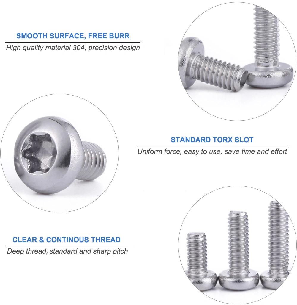 JIS B1107 Stainless Steel A2-70 Pan Head Machine Screw M4 M6 Pan Head Torx 6-Lobular Bolts