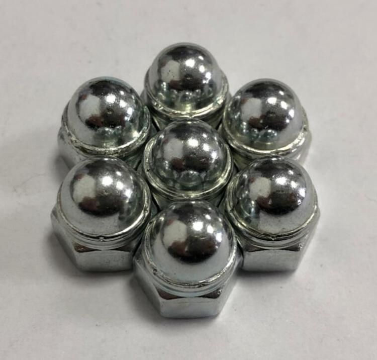 Carbon Steel Hex Domed Cap Nuts Welding Type with Non-Metallic Insert Zinc Plated