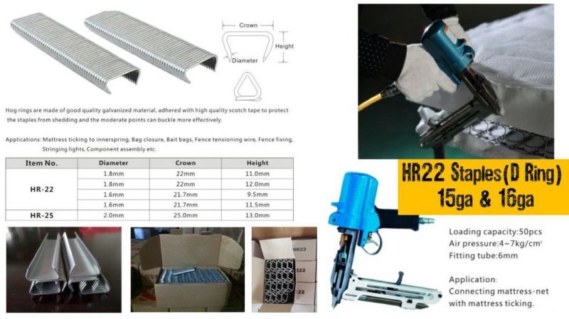 D Rings, 16ga Wire Hog Ring Staples Hr22