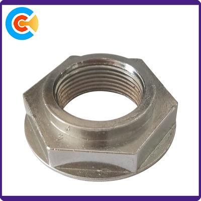 Carbon Steel Lathe Parts Bright Finish Serrated Flange Hex Nuts