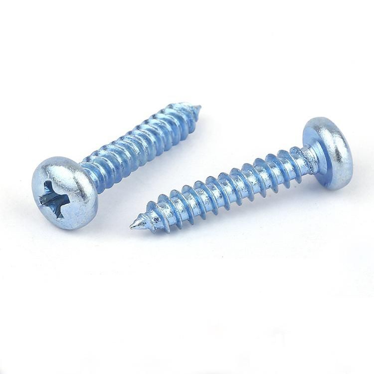 Blue and White Zinc Plated Cross Pan Head Tapping Screw