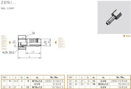 Hasco Plug Brass Hose Barb Push Fittings with Nut