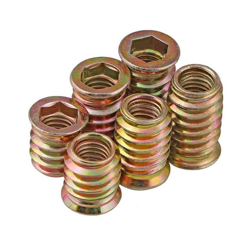 3/16 1/4 5/16 3/8 Steel Galvanized Furniture Wood Threaded Insert Nuts