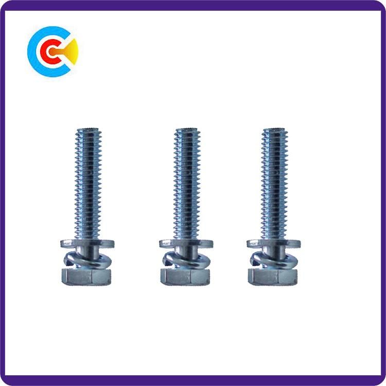Fastener Carbon Steel/4.8/8.8/10.9 Cross/Phillips Hexagonal Head Combined Screws with Washer