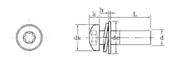 Hardware Torx Pan Head Sem Screw Assemblied with Spring and Plain Washer Combination Screw