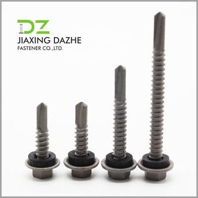 DIN7504 Hex Washer Head Self Drilling Screw with Steel and Rubber Washer