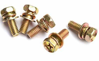 Color Zinc Cross Recessed External Hexagonal Flat Spring Washer Three Combination Screw GB9074 Bolt M8-M10