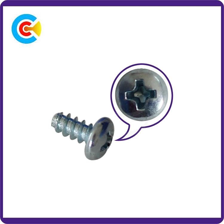 DIN/ANSI/BS/JIS Carbon-Steel/Stainless-Steel 4.8/8.8/10.9 Flat Tail Phillips/Cross Pan Head Self-Tapping Screws
