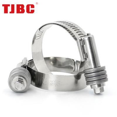High Pressure W2 Stainless Steel Heavy Duty American Type Constant Tension Hose Tube Clamp, 14.2mm Bandwidth, 25-40mm