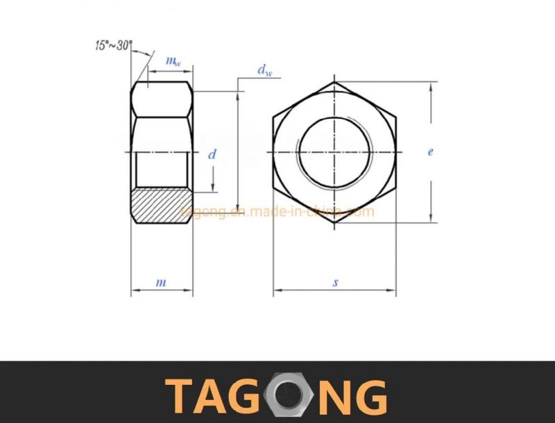 Black M33 Class8 High Strength Nuts Heavy Nuts DIN 555