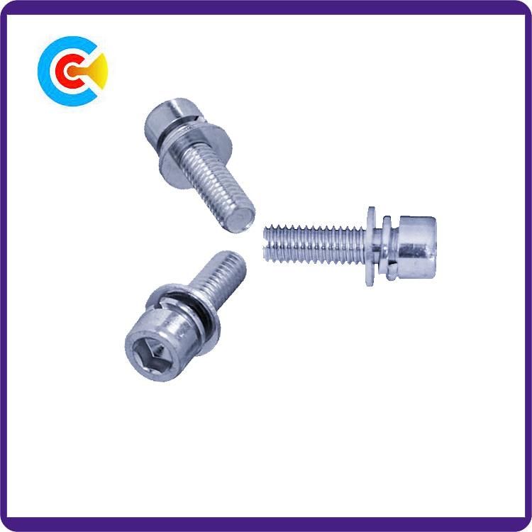 DIN/ANSI/BS/JIS Carbon-Steel/Stainless-Steel Inner Hexagonal with Pad Combination Screw