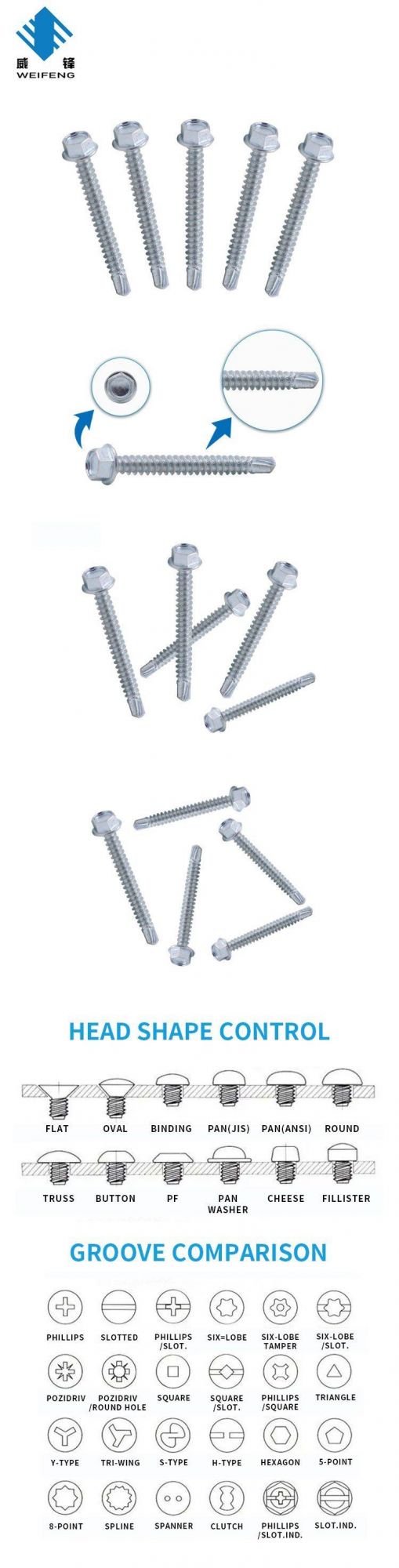 Factory Supply Zinc Plated Hex Washer Head Self Drilling Screw