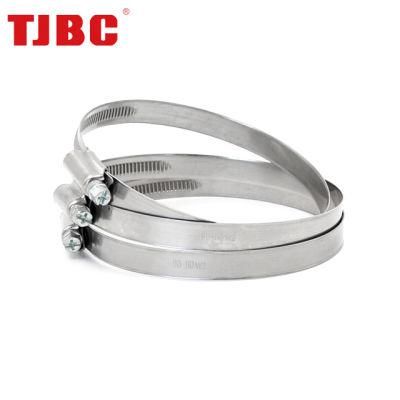 DIN3017 W4 304ss Stainless Steel Adjustable Non-Perforated Germany Type Tube Pipe Clip, Worm Drive Hose Clamp, 120-140mm