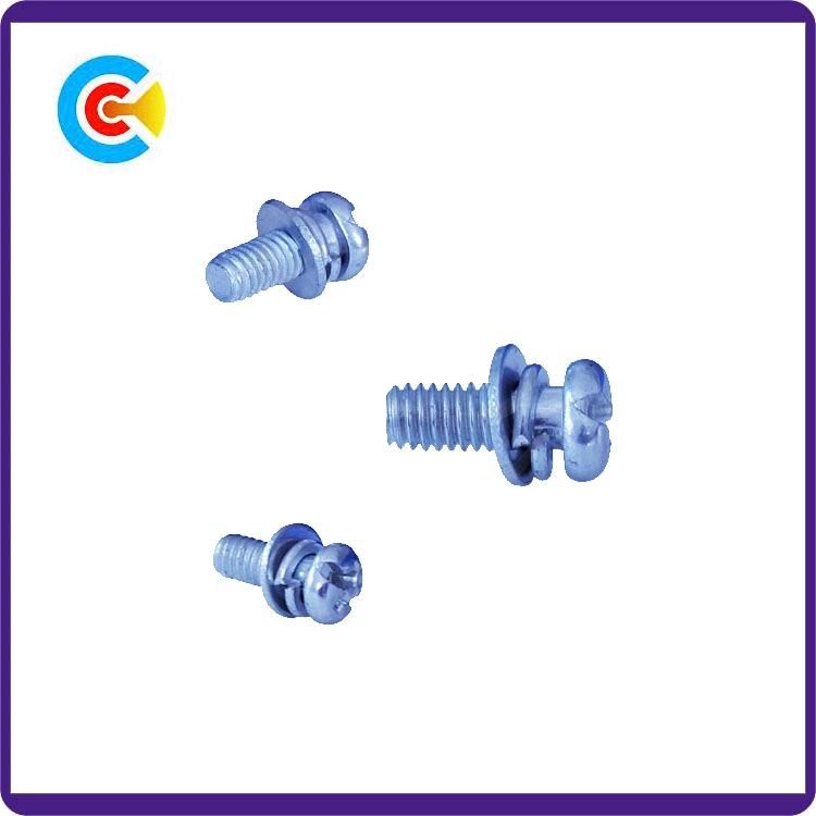 Blue Zinc Stainless Steel Cross/Phillips Pan Head Screws with Gasket/Washer