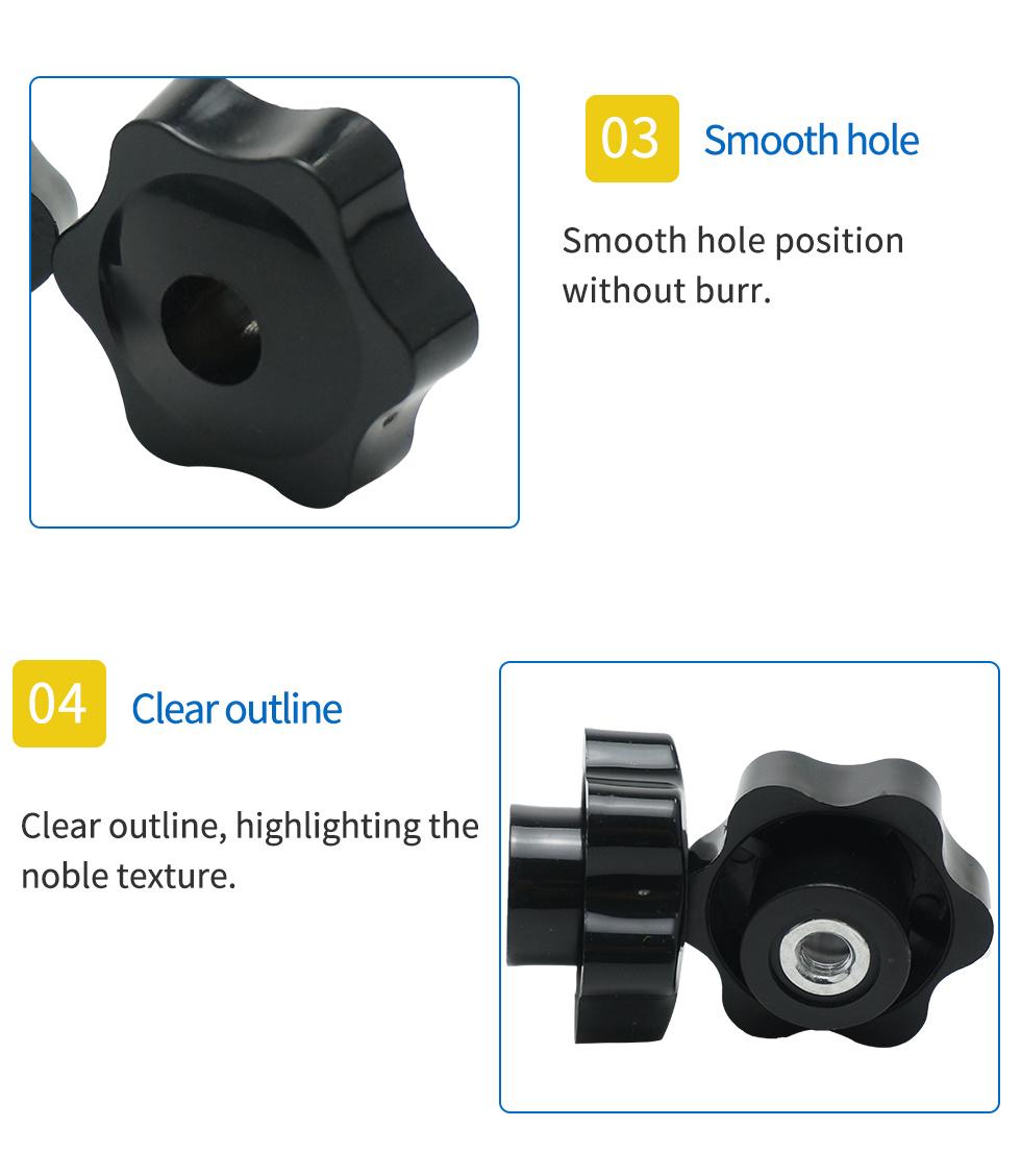 M5 M6 M8 M10 Hand Tighten Nuts Handle Threaded Star Mechanical Black Thumb Nuts Clamping Knob Manual Nut