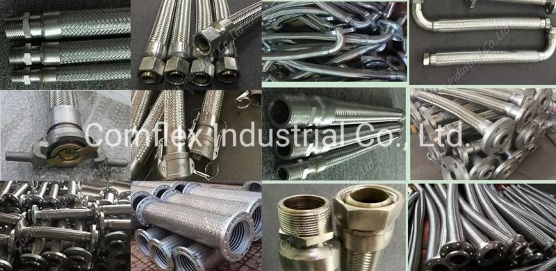 DN25 Corrugated Stainless Steel Double Layers Braided Wire Flanged Flexible Metal Tube Hose