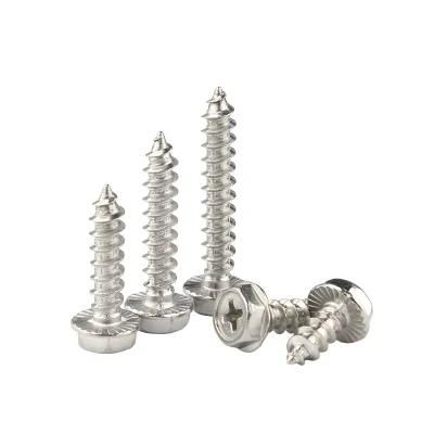 Stainless Steel 304 Cross Recessed Outer Hex Head with Washer Self Tapping Screws DIN7985