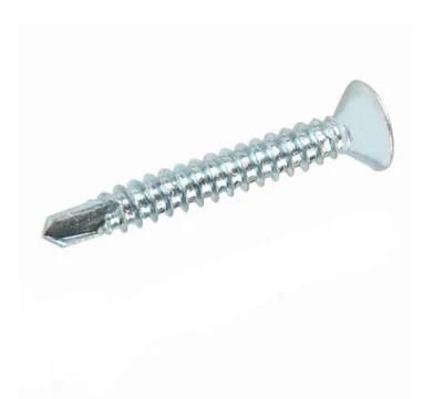 Flat Countersunk Head Bugle Head Self Drilling Screw with Rib. Zinc Plated. Galvanized. C1022