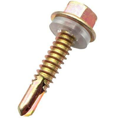 Yellow Zinc Plated Hex Flange Head Self Drilling Screws