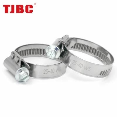 OEM&ODM 12mm German Type 316ss Stainless Steel Worm Drive Pipe Tube Clip, Adjustable Non-Perforated Hose Clamp for Automotive, 120-140mm