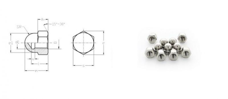 GB/T 923-1988 201 Stainless Steel Acorn Nuts
