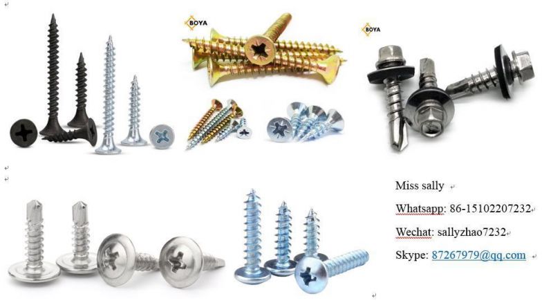 Galvanized Carbon Steel Zinc Plated M4.2 Round Wafer Phillips Truss Head Self Drilling Screws for Building and Construction