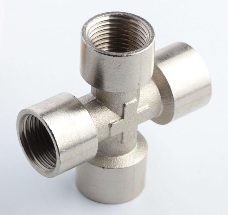 Xhnotion Pneumatic Nickel Plated Brass Fitting 1/8′′ Union Cross Connector