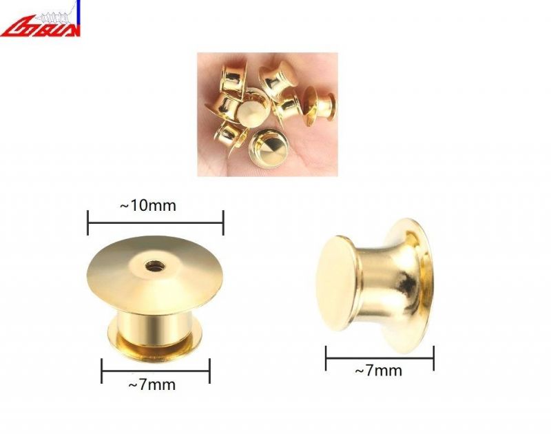 Brass Back Badge Clasp Fastener Locking Flat Head Press Pin Spring Snap Button