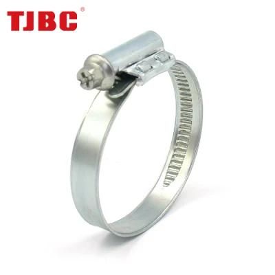 12mm German Type Galvanized Iron Worm Drive Hose Clamp Without Welded Housing, Adjustable Non-Perforated Pipe Tube Clip, 110-130mm