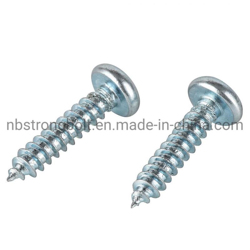 DIN7981 Cross Recessed Pan Head Tapping Screw with White Zinc Plated Cr3+