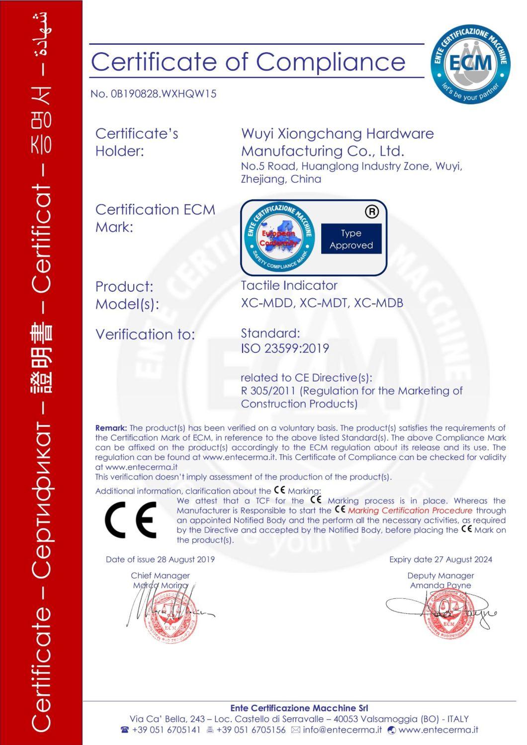 Stainless Steel Anti-Slip Tactile Paving Stud (XC-MDD1458D)