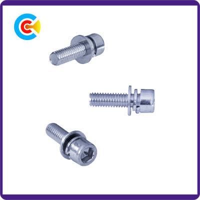 DIN/ANSI/BS/JIS Carbon-Steel/Stainless-Steel Combination Screw Hexagon Cup Head with Pad Combination