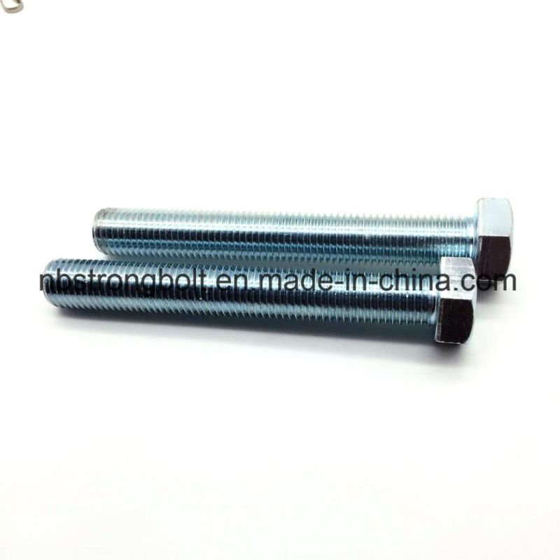 DIN933 Hex Bolt Screw Gr. 8.8 with White Zinc Plated Cr3+ M14X70