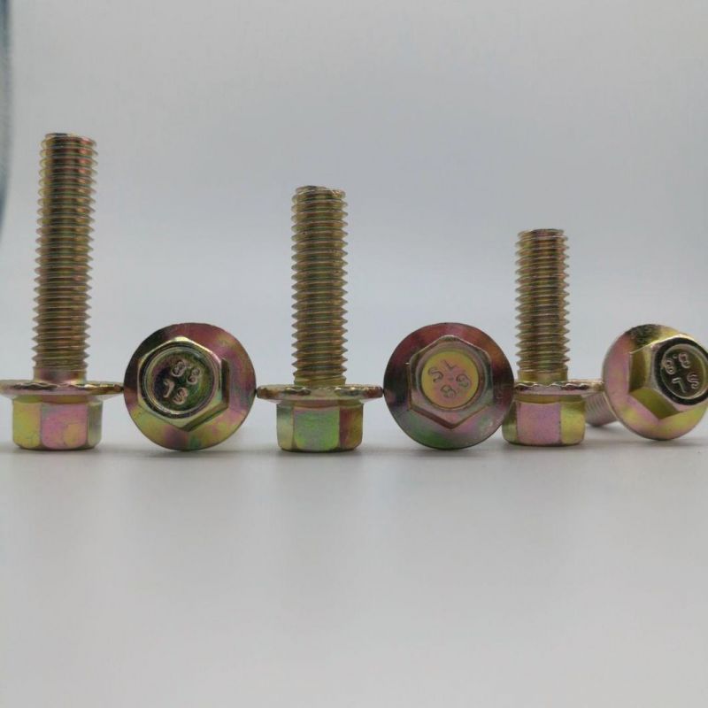 Ppap Level 3 DIN6921 Hex Flange Serrated Bolt with Full Thread Zinc Yellow