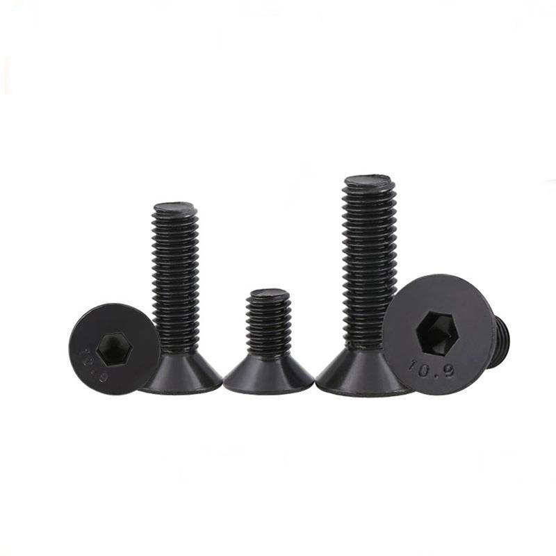 Carbon Steel Black Oxide Hex Socket Flat Head Machine Screws