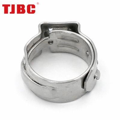 304ss Stainless Steel Pipe Tubing Clamp Single Ear Round Ring Safety Stepless Hydraulic Air Hose Clamp, Spring Hose Clips, 14.1-16.6mm