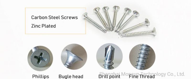 Bugle Head Phillips Drive Cross Recess Fine Thread Zinc/Phosphated Self-Drilling Point Drywall Screw