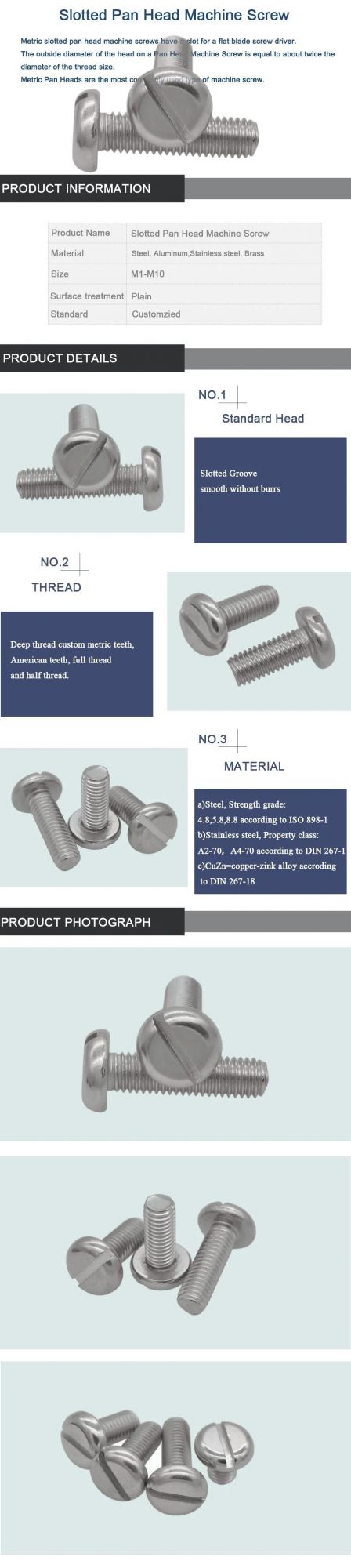 DIN85 Pan Head Slotted Screw Stainless Steel A2 Machine Screw DIN84