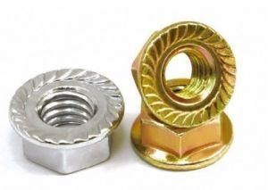 DIN6923/GB6177 M3 Yellow Plated, Blue White Zinc Palte, Hot Zinc Plate or Black Hex Flange Cap Serrated Lock Nut