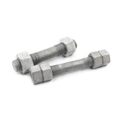 Heavy M27 Double End Stud Bolt and Nuts Hot Dipped Galvanized