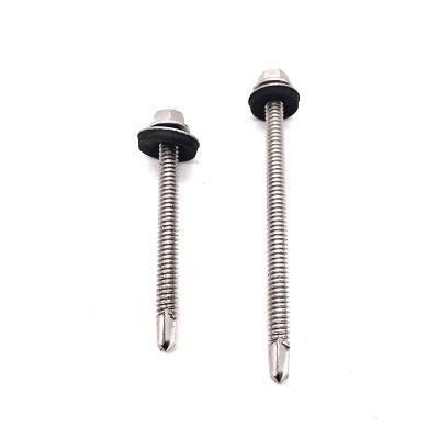 SS304 SS316 Stainless Steel Hex Washer Flange Head Self Drilling Roofing Screw with EPDM Washer DIN7504K