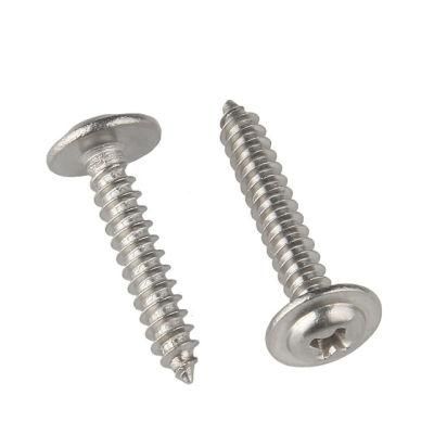 Stainless Steel 304 Cross Recessed Pan Head with Washers Wood Screw, Phillips Wafer Head Self-Tapping Screw