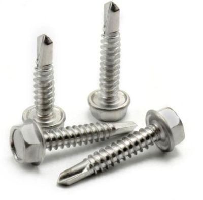 410 Stainless Steel External Hexagon Drill Tail Screw Huasi Self Tapping Self Drilling Screw with Glue